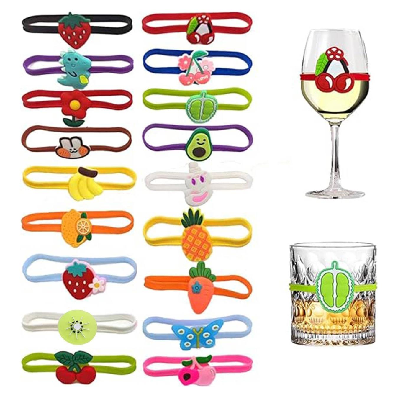 Marcadores de Bebida de Silicona Ackron - 18 Piezas Multicolor