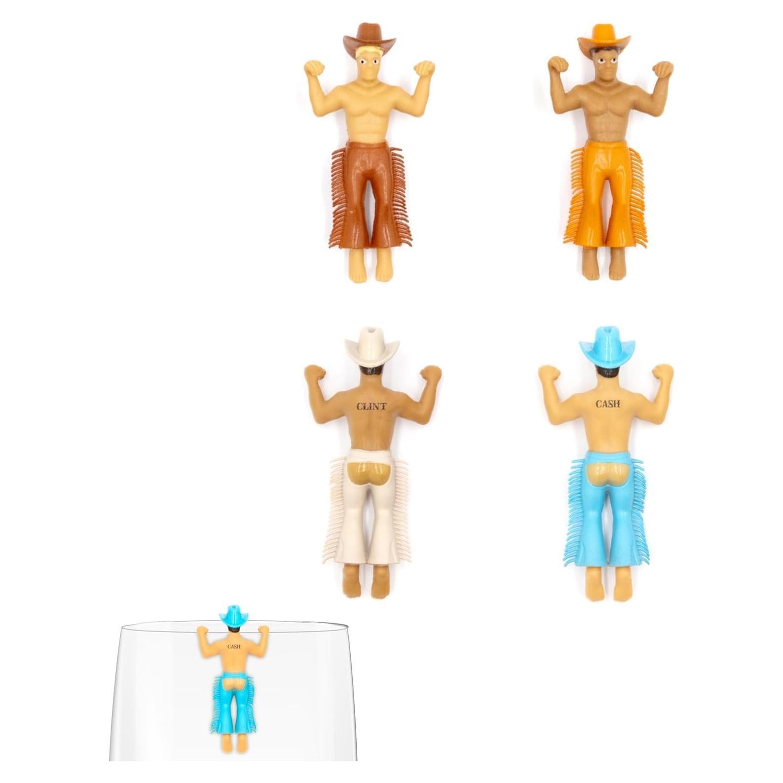 Marcadores de Bebida Reutilizables NPW para Copas - 4 Vaqueros