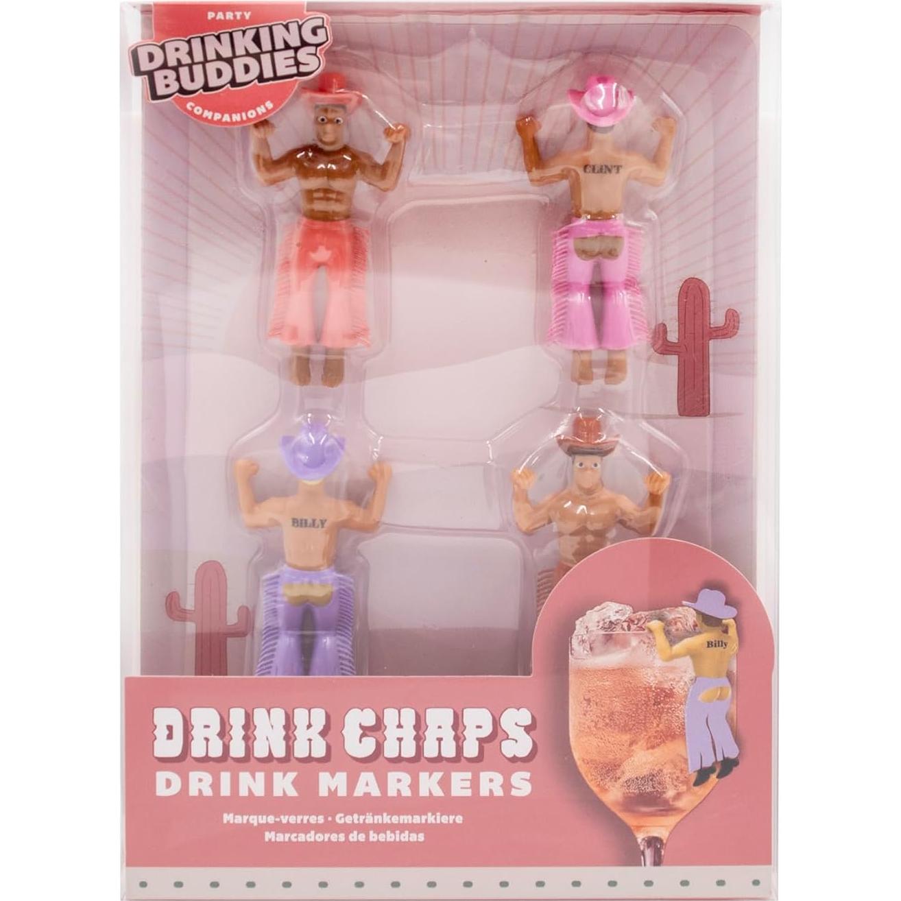 Marcadores de Bebida Reutilizables NPW para Copas - 4 Vaqueros