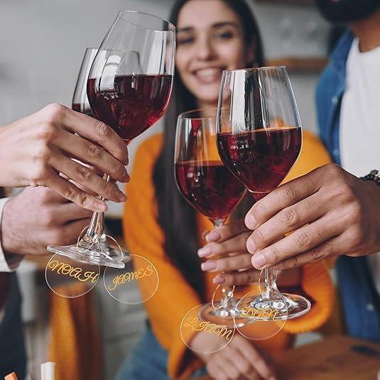 50 Marcadores de Copas de Vino Acrílicos Reutilizables con Bolígrafos