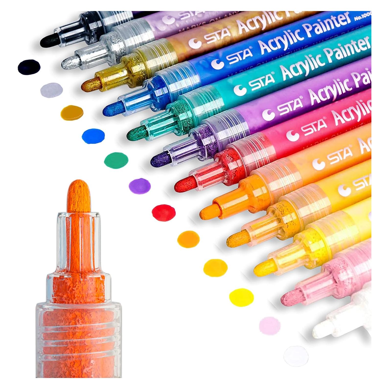 Juego de Marcadores Acrílicos IRIS & OLIVIA - 12 Colores para Pintura