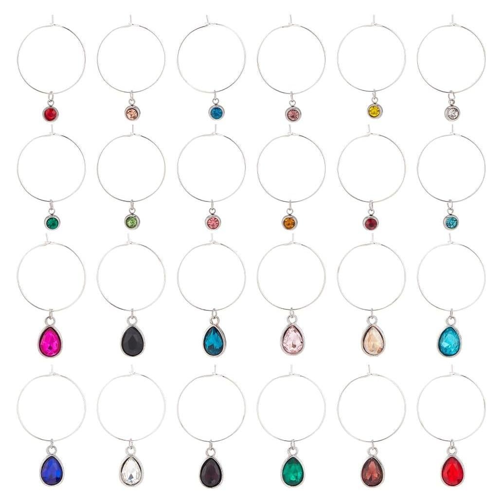 Marcadores de Copas de Vino BENECREAT 24 Piezas Rhinestone