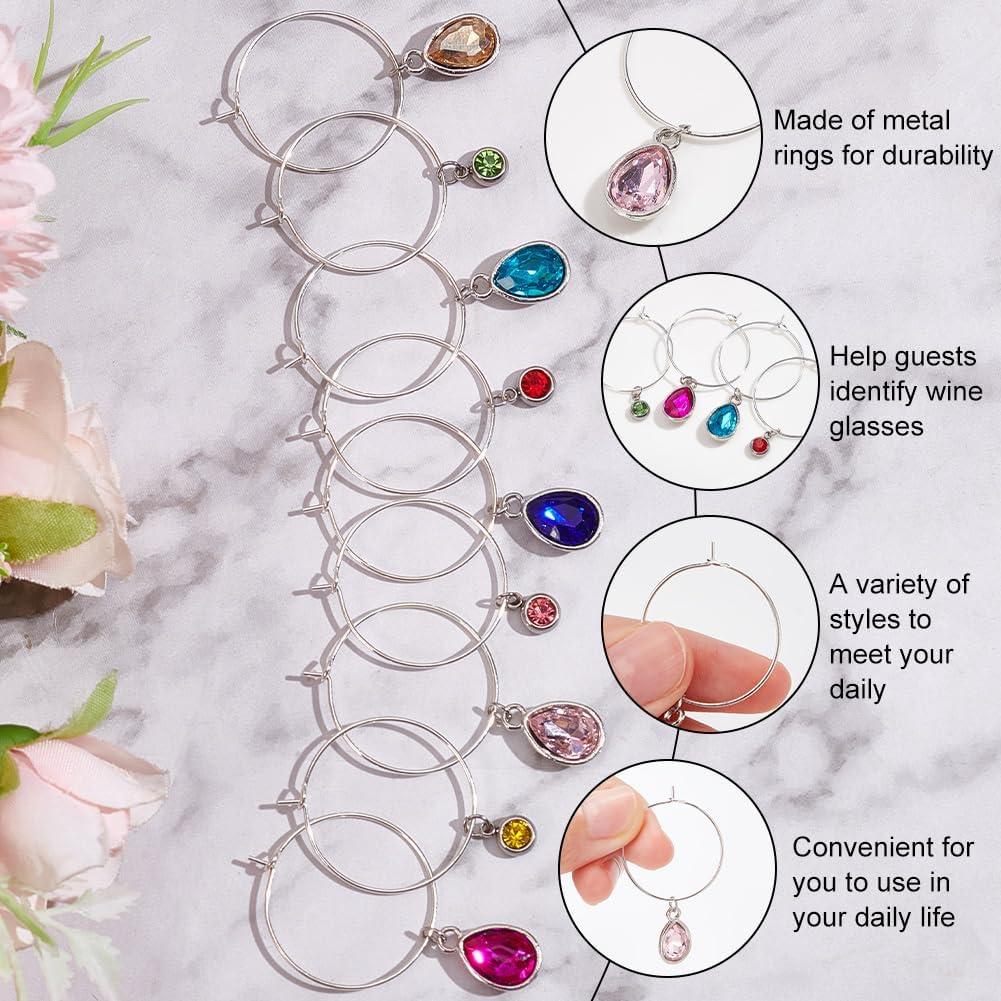 Marcadores de Copas de Vino BENECREAT 24 Piezas Rhinestone