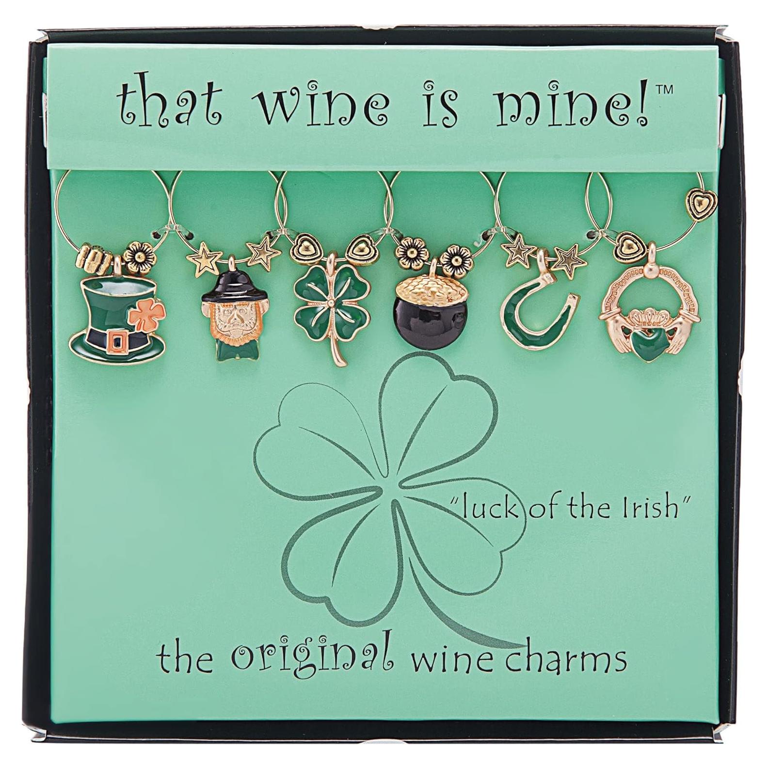 Set de 6 Encantos de Vino Suerte Irlandesa - Cosas de Vino