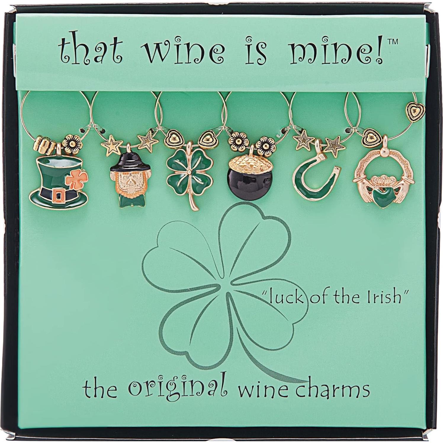 Set de 6 Encantos de Vino Suerte Irlandesa - Cosas de Vino