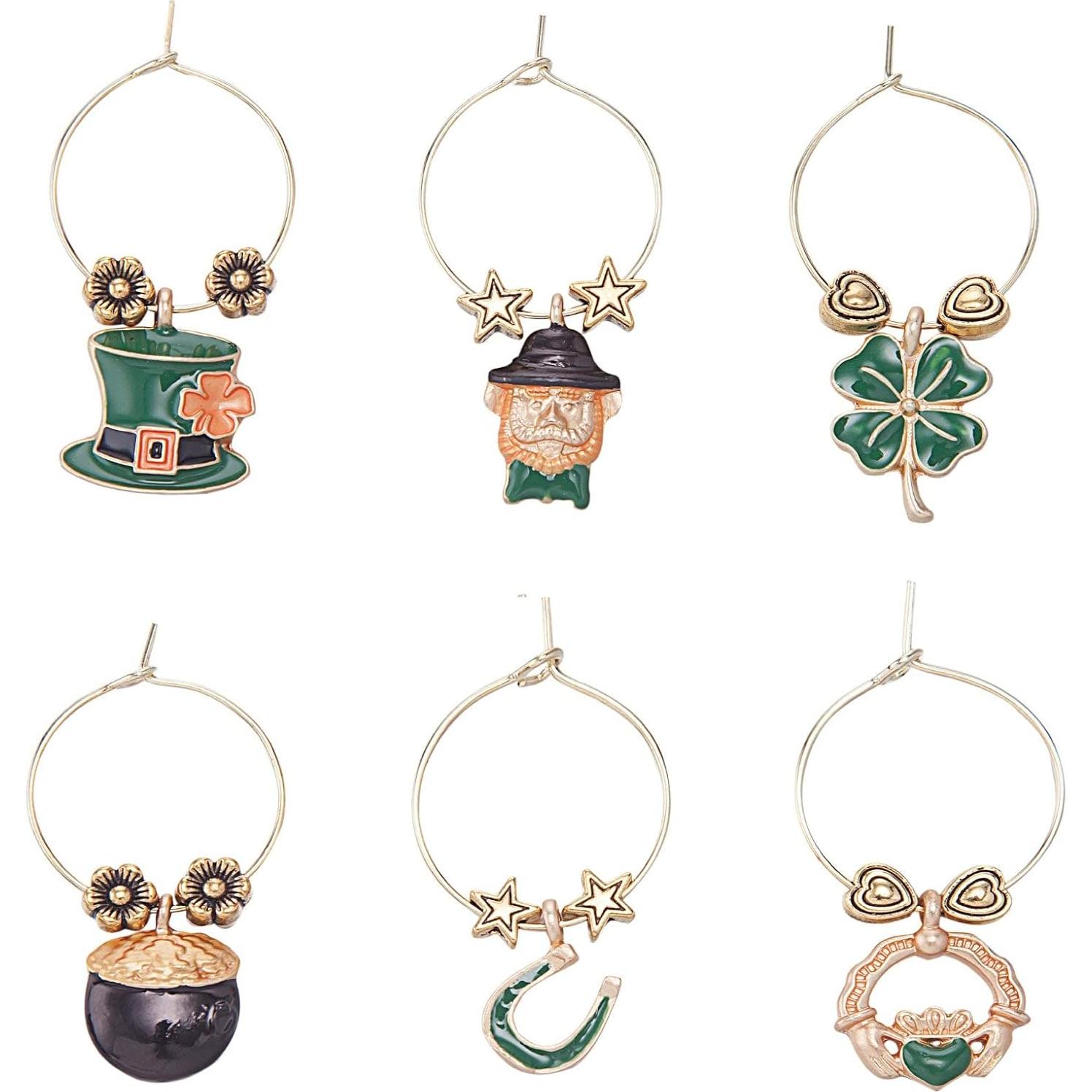 Set de 6 Encantos de Vino Suerte Irlandesa - Cosas de Vino