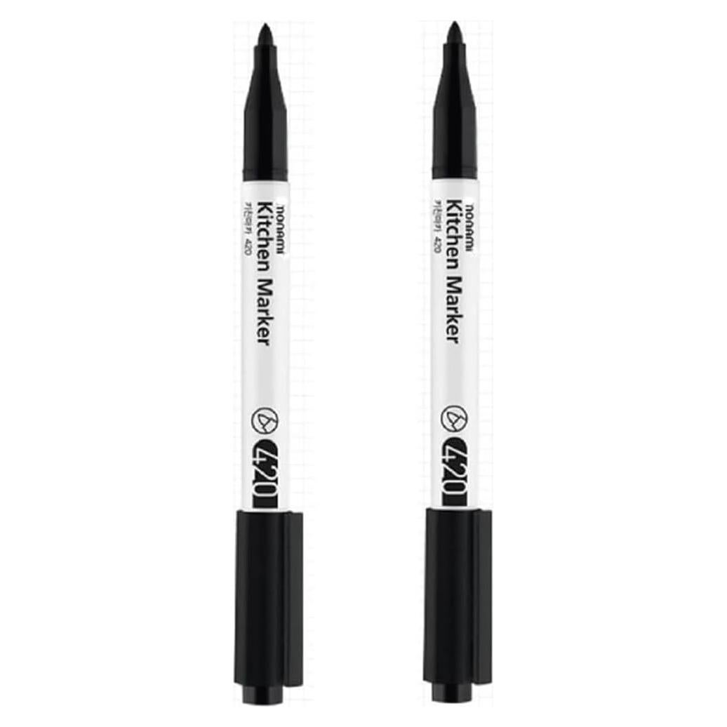 Marcador de Cocina Borrable JSEVEN Negro 2 Piezas Punta Fina