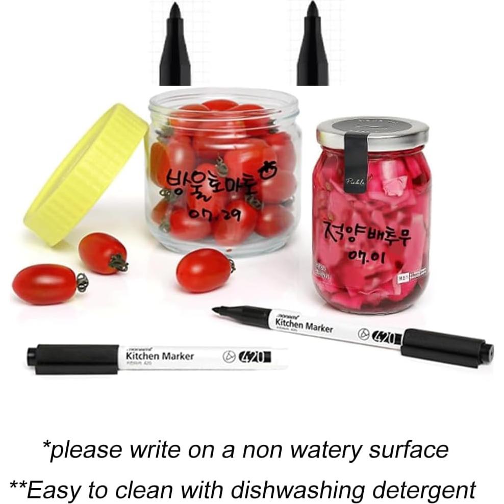 Marcador de Cocina Borrable JSEVEN Negro 2 Piezas Punta Fina