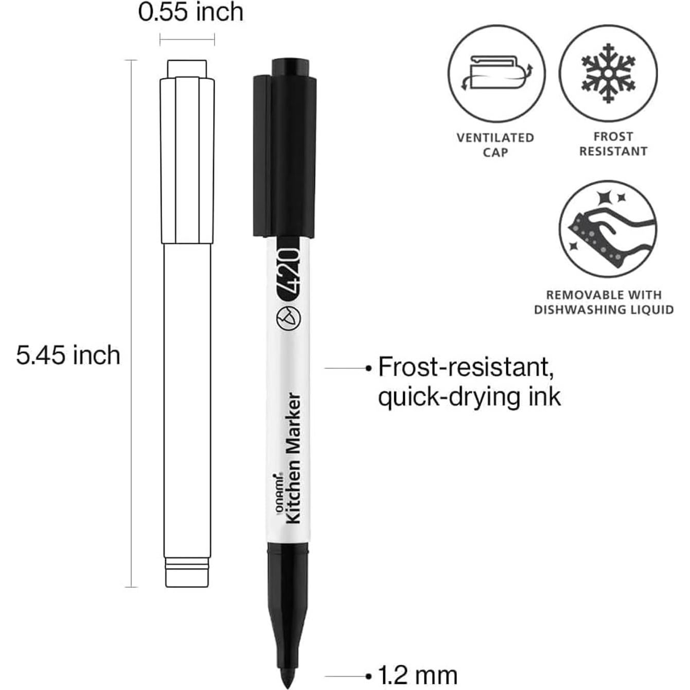 Marcador de Cocina Borrable JSEVEN Negro 2 Piezas Punta Fina