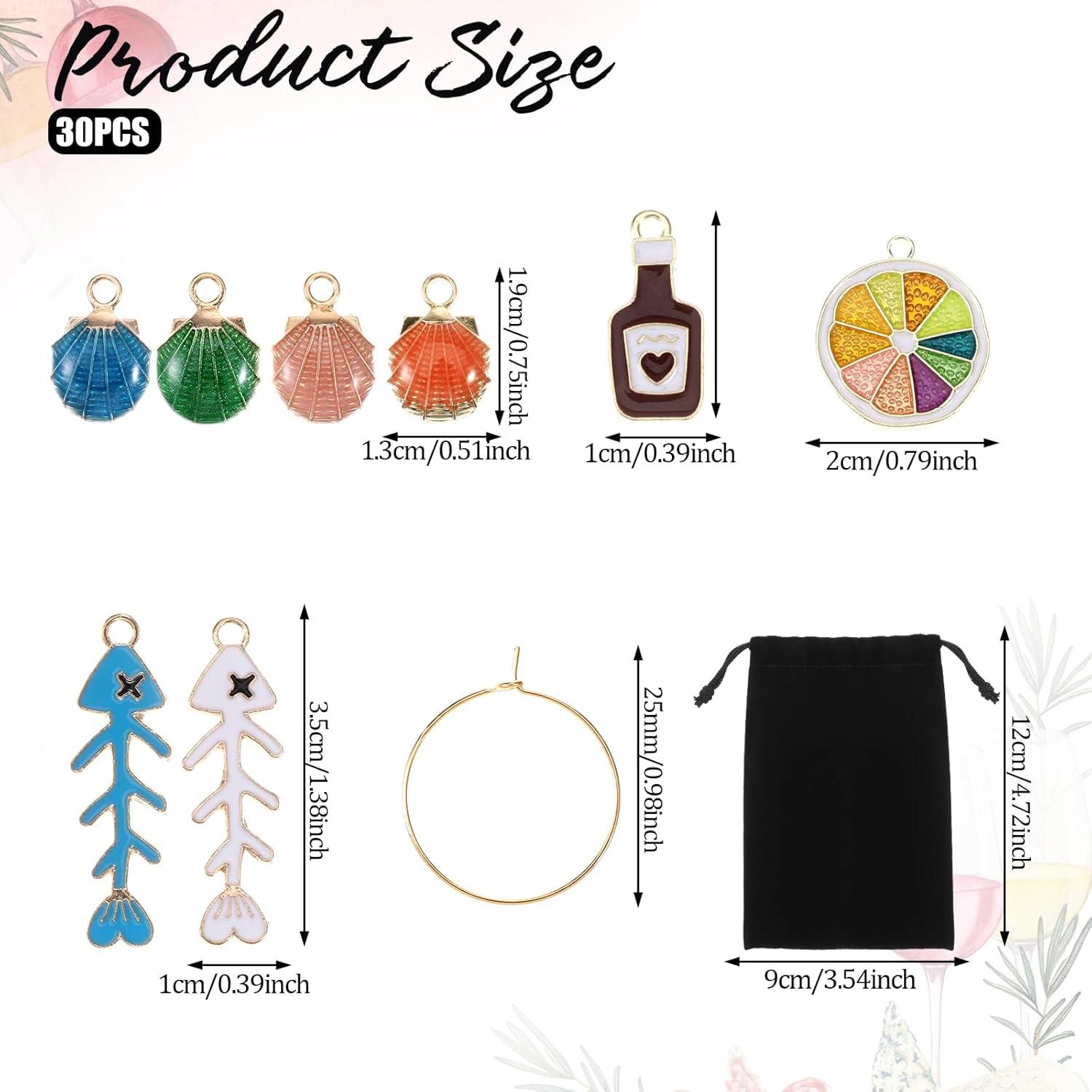 30 Marcadores de Copas de Vino BOHUIZ Identificadores Coloridos