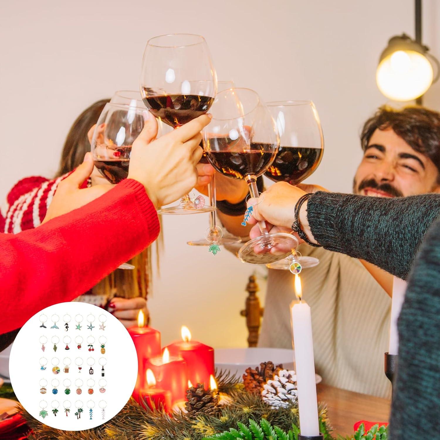 30 Marcadores de Copas de Vino BOHUIZ Identificadores Coloridos