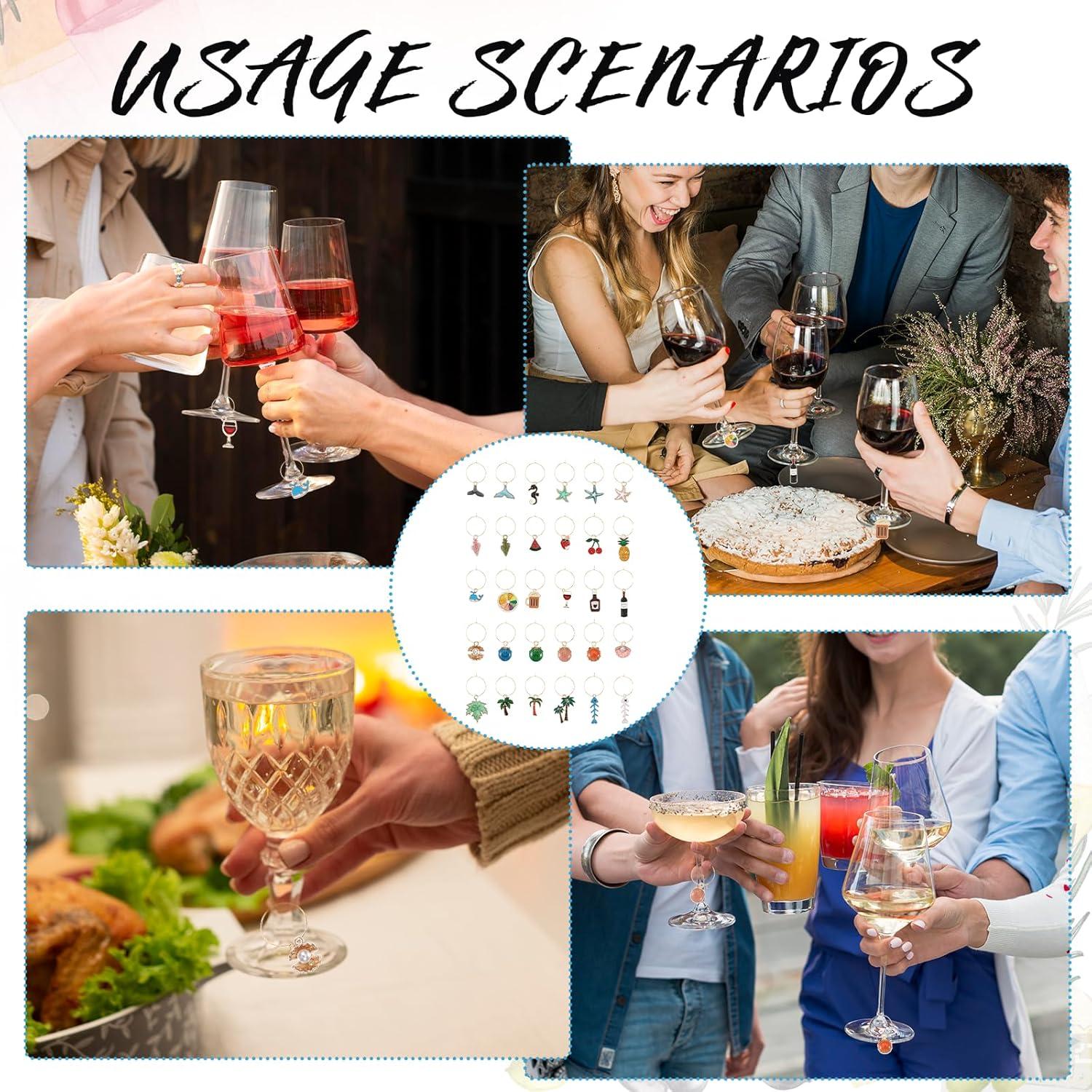 30 Marcadores de Copas de Vino BOHUIZ Identificadores Coloridos