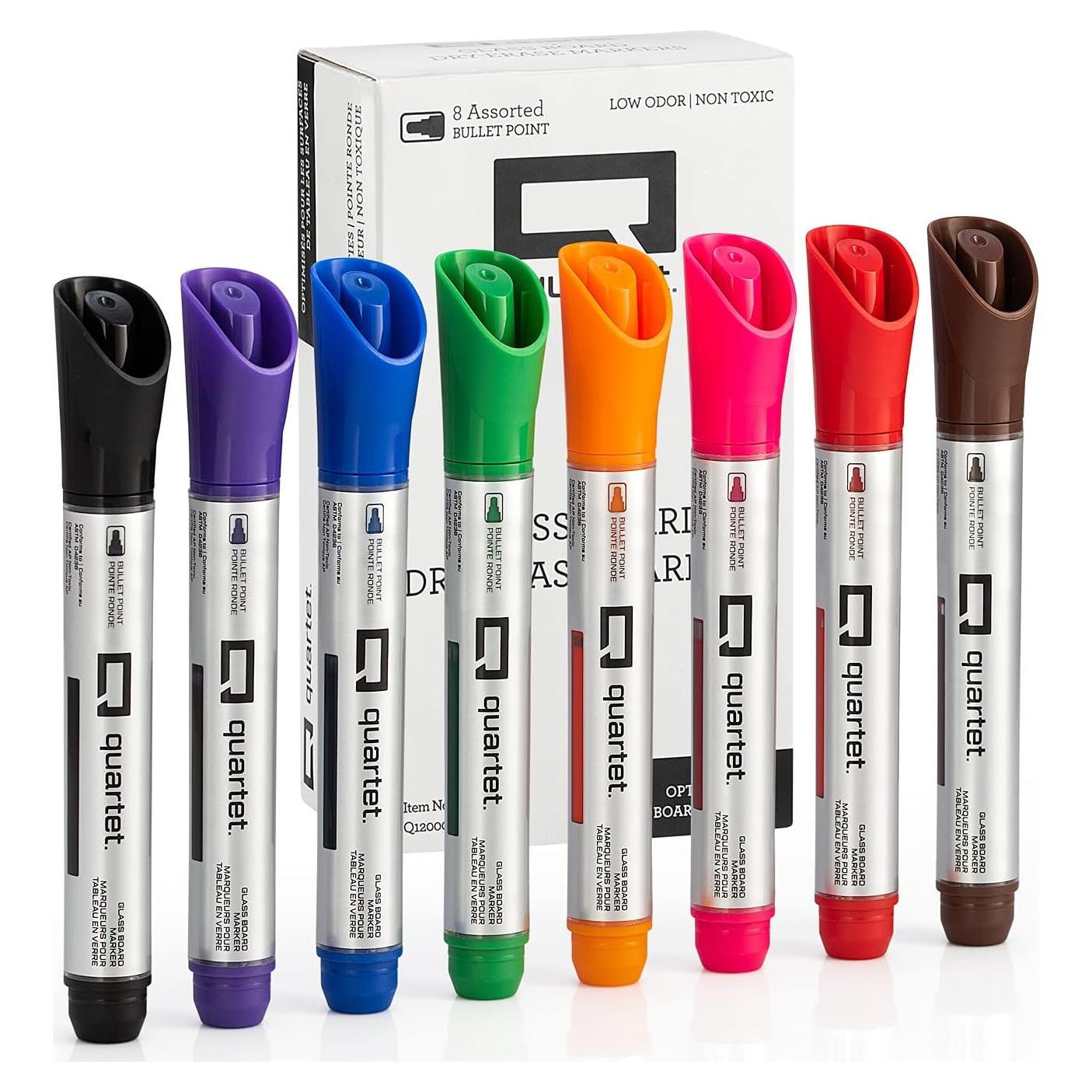 Marcadores de Pizarra Blanca Quartet, Punta de Bala, 8 Colores
