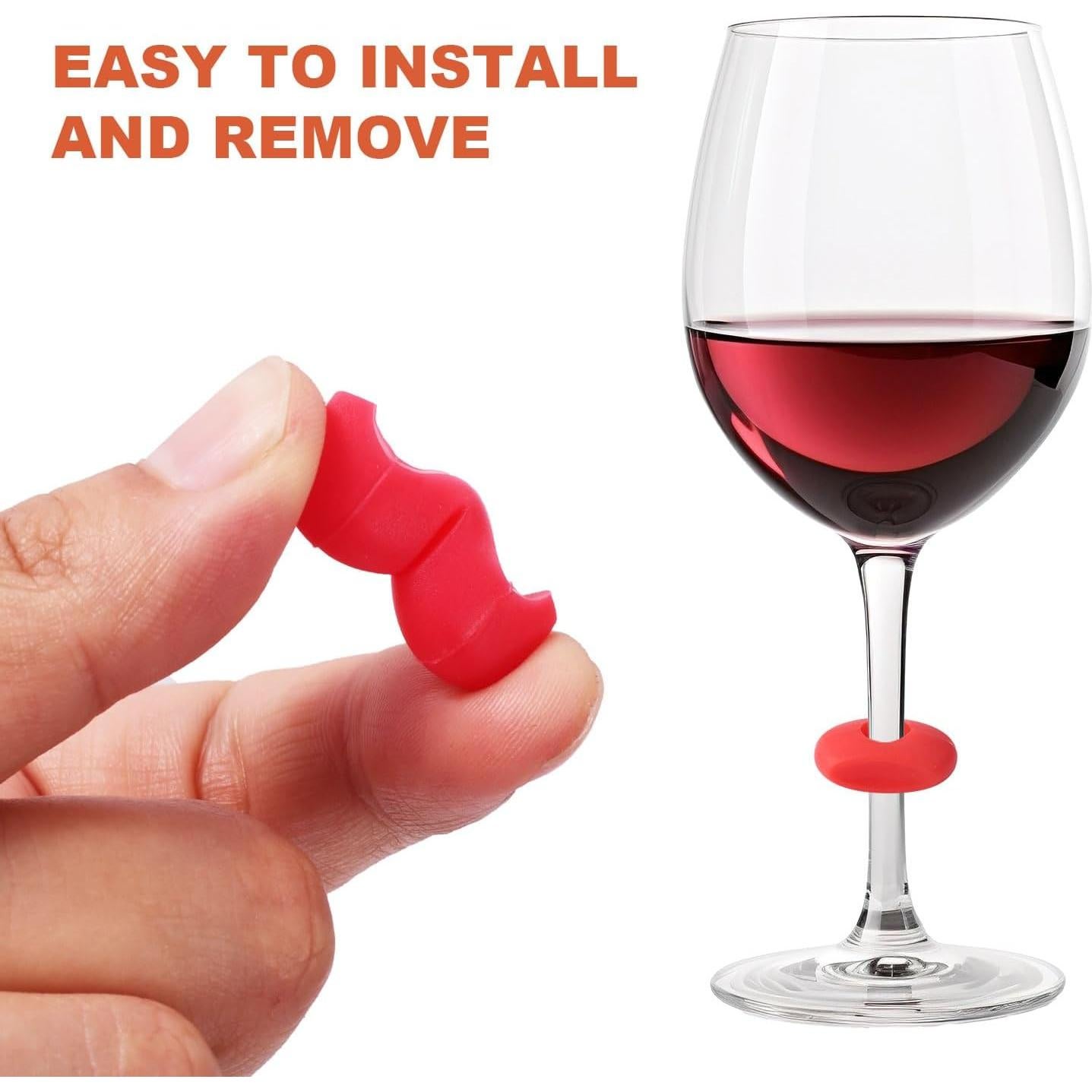 24 Marcadores de Copas de Vino Silicona Reutilizables Multicolor