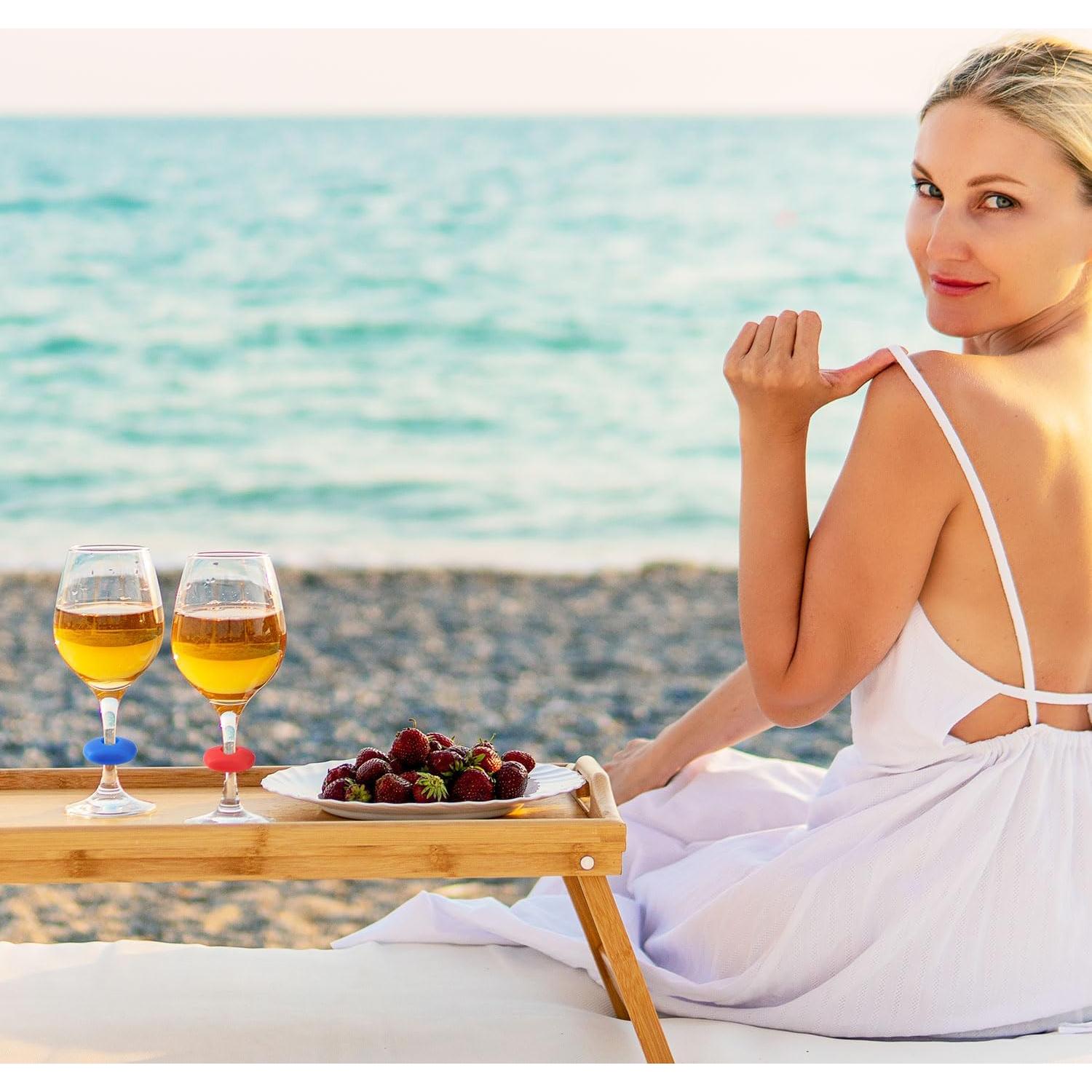 24 Marcadores de Copas de Vino Silicona Reutilizables Multicolor