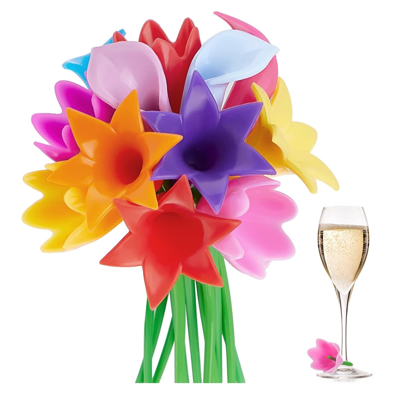 12 Encantos de Vino de Silicona Cunhill para Copas Coloridas