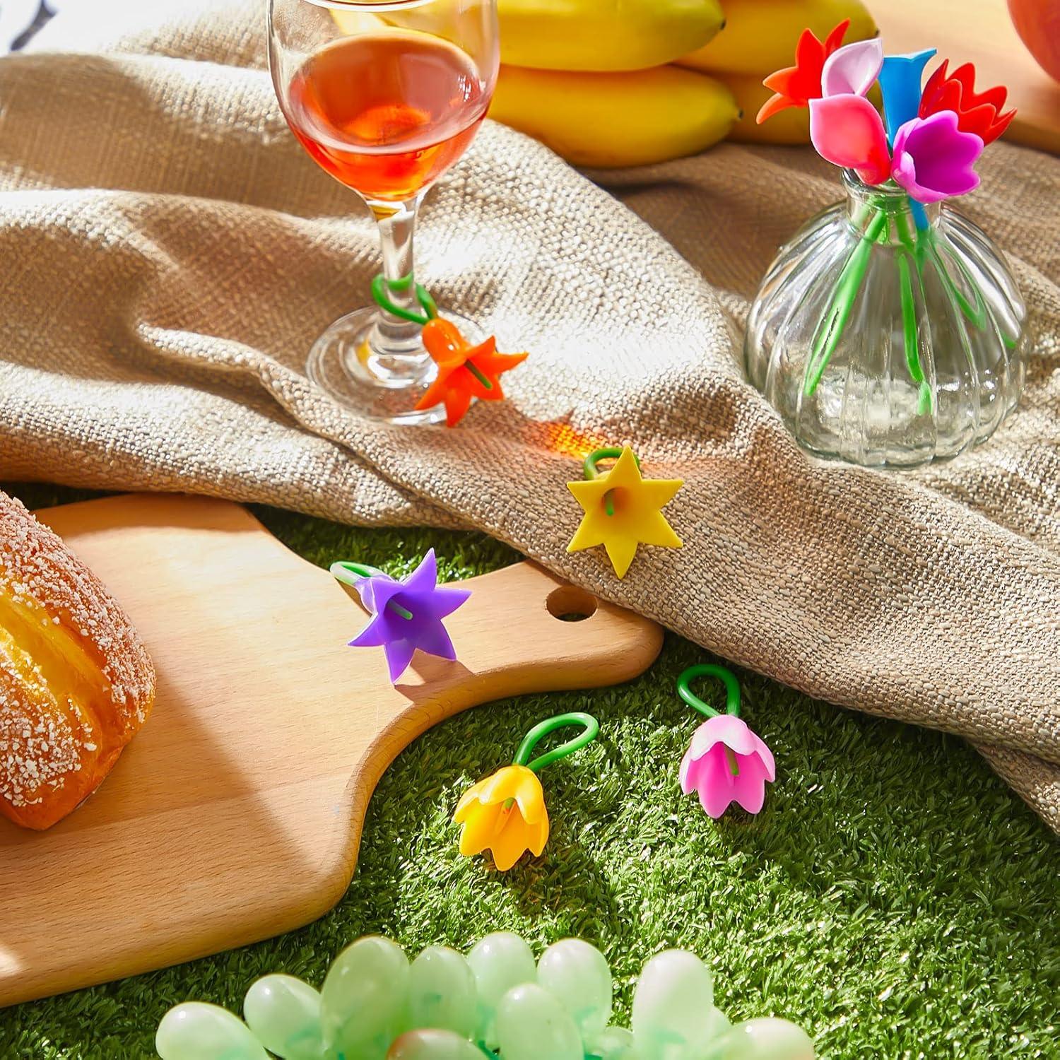 12 Encantos de Vino de Silicona Cunhill para Copas Coloridas