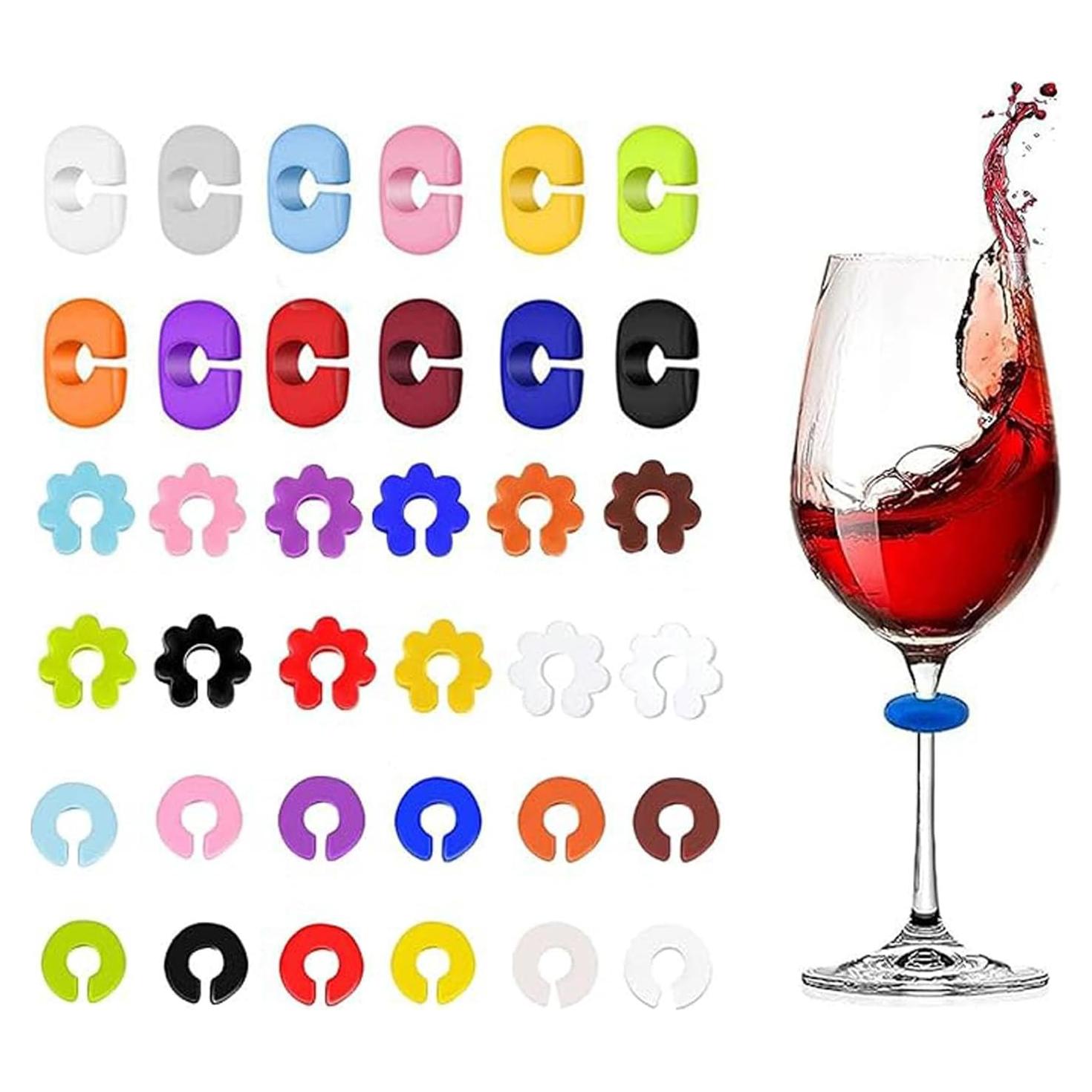 Marcadores de Copas de Vino TuTuYa, 36 Piezas Silicona Reutilizables