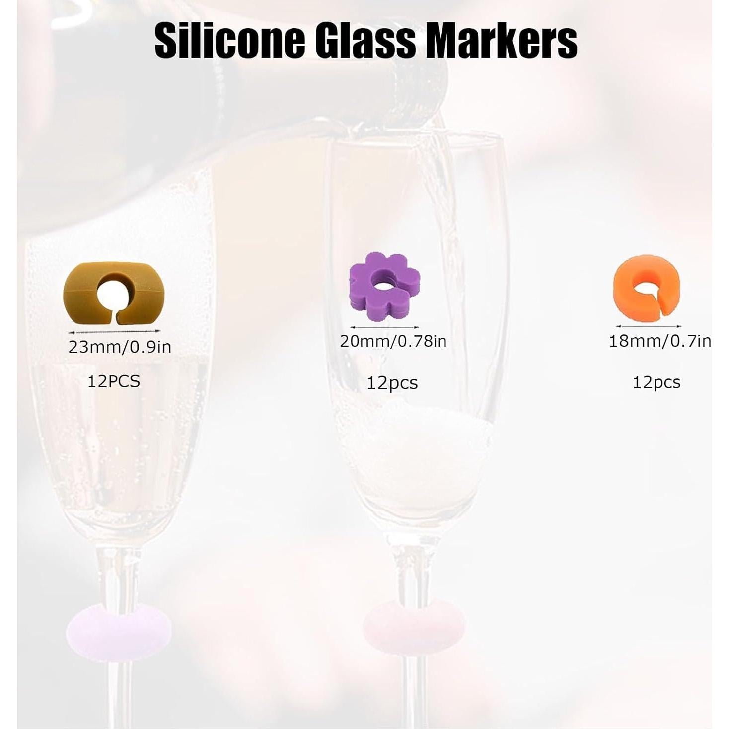 Marcadores de Copas de Vino TuTuYa, 36 Piezas Silicona Reutilizables