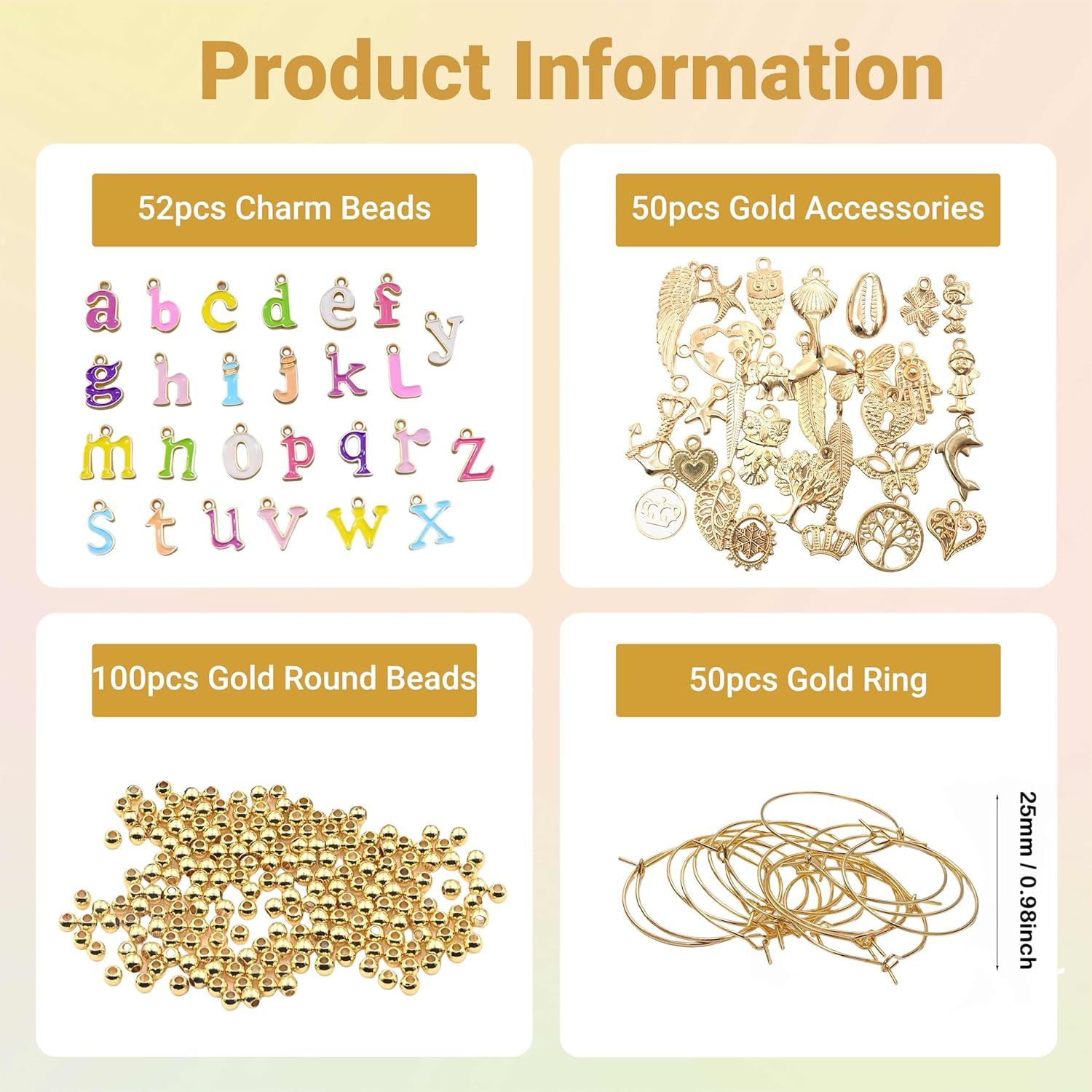 Kit de Charms para Copas de Vino DIY - 50 Piezas con Cuentas de Alfabeto