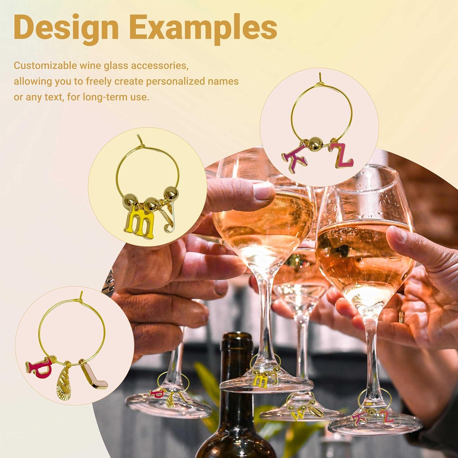 Kit de Charms para Copas de Vino DIY - 50 Piezas con Cuentas de Alfabeto