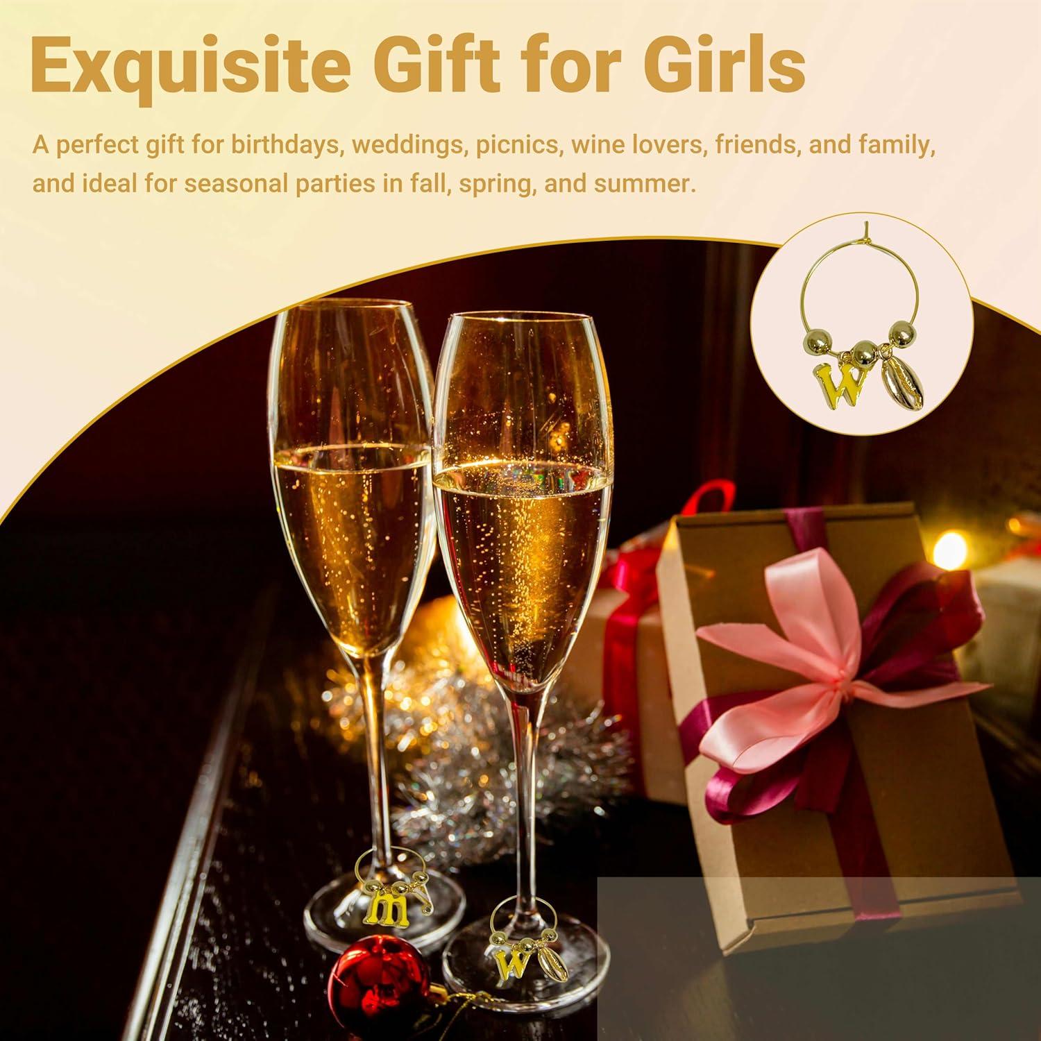 Kit de Charms para Copas de Vino DIY - 50 Piezas con Cuentas de Alfabeto