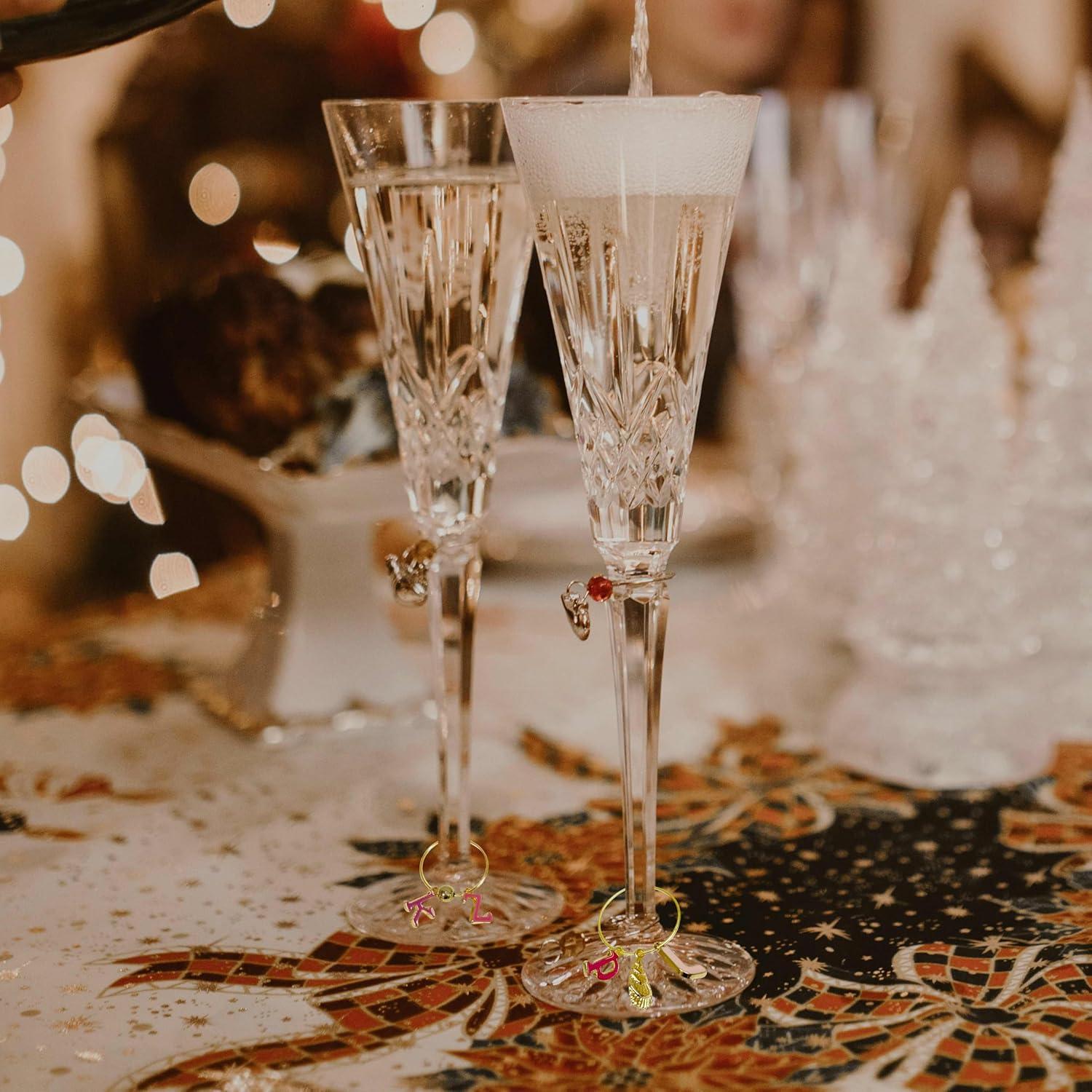 Kit de Charms para Copas de Vino DIY - 50 Piezas con Cuentas de Alfabeto