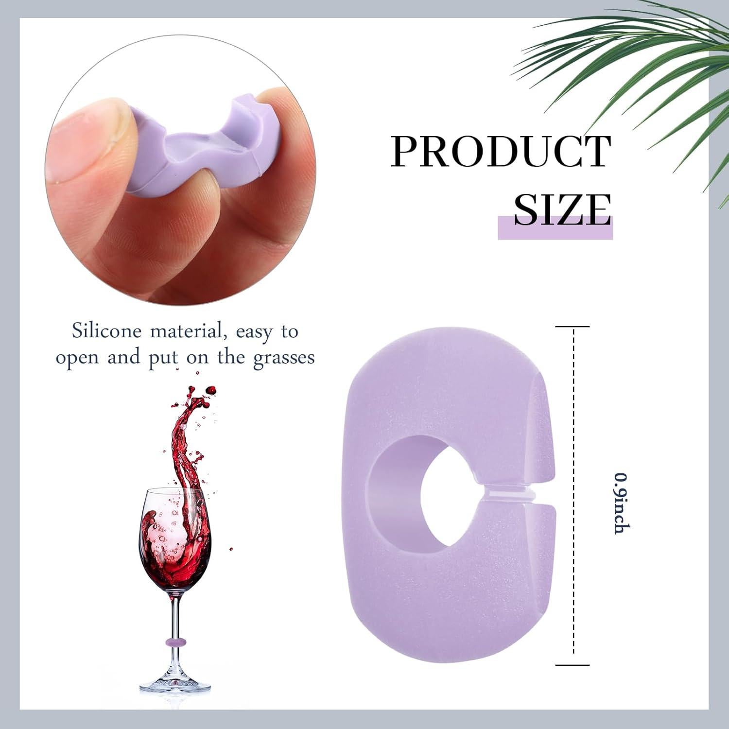 Marcadores de Copas de Vino Boao - 24 Piezas de Silicona Multicolor