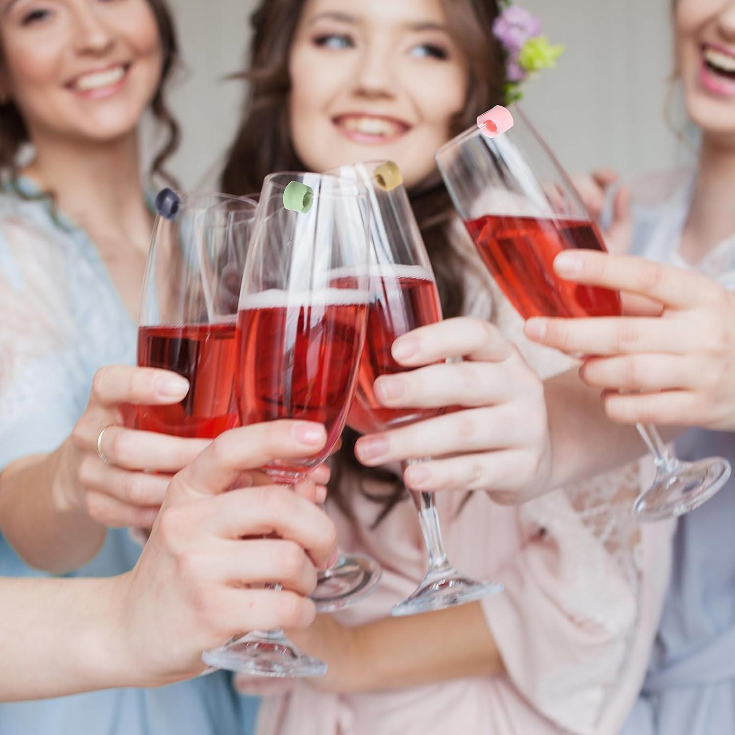 Marcadores de Copas de Vino Boao - 24 Piezas de Silicona Multicolor