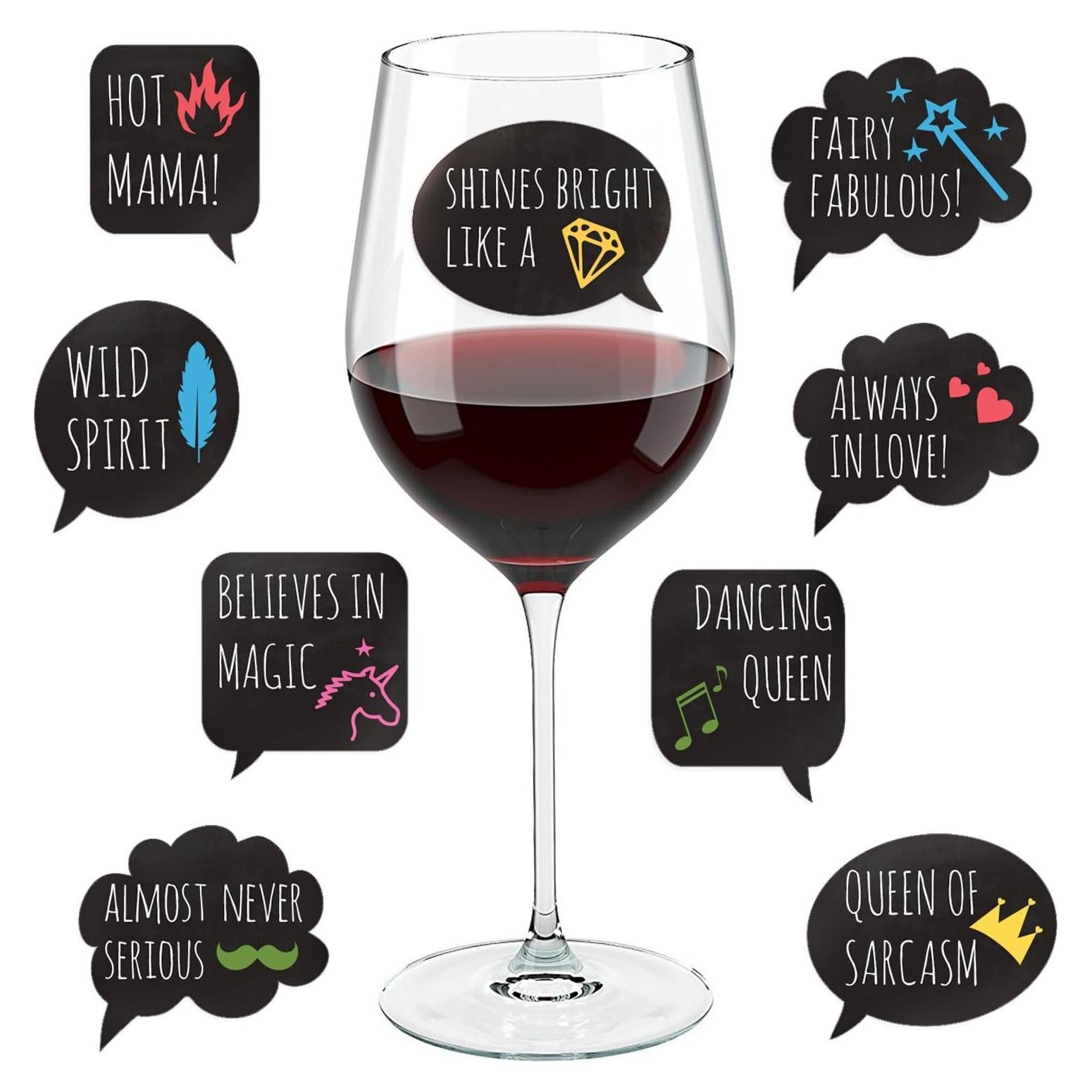 Marcadores de Bebida Divertidos LULU - 18 Adhesivos Reutilizables