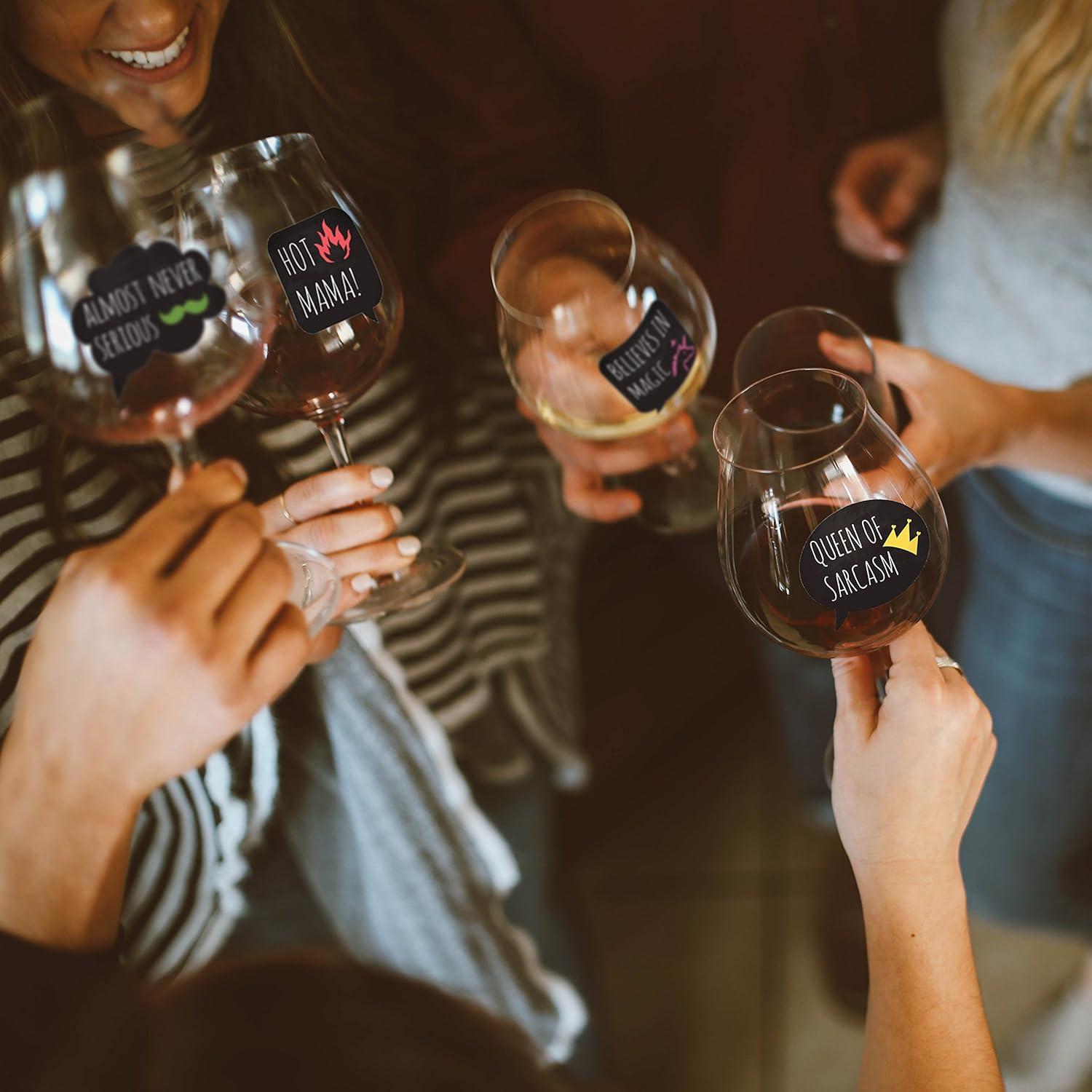 Marcadores de Bebida Divertidos LULU - 18 Adhesivos Reutilizables