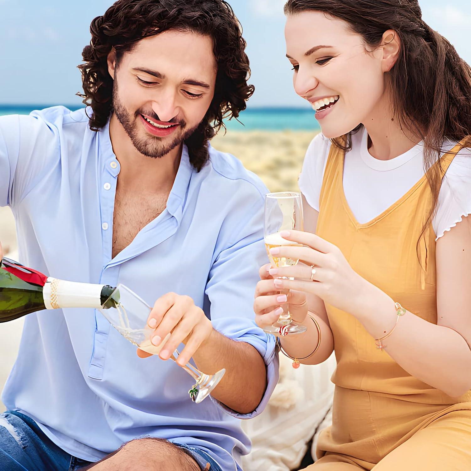 SANNIX 24 Encantos para Copas de Vino - Decoración Playa