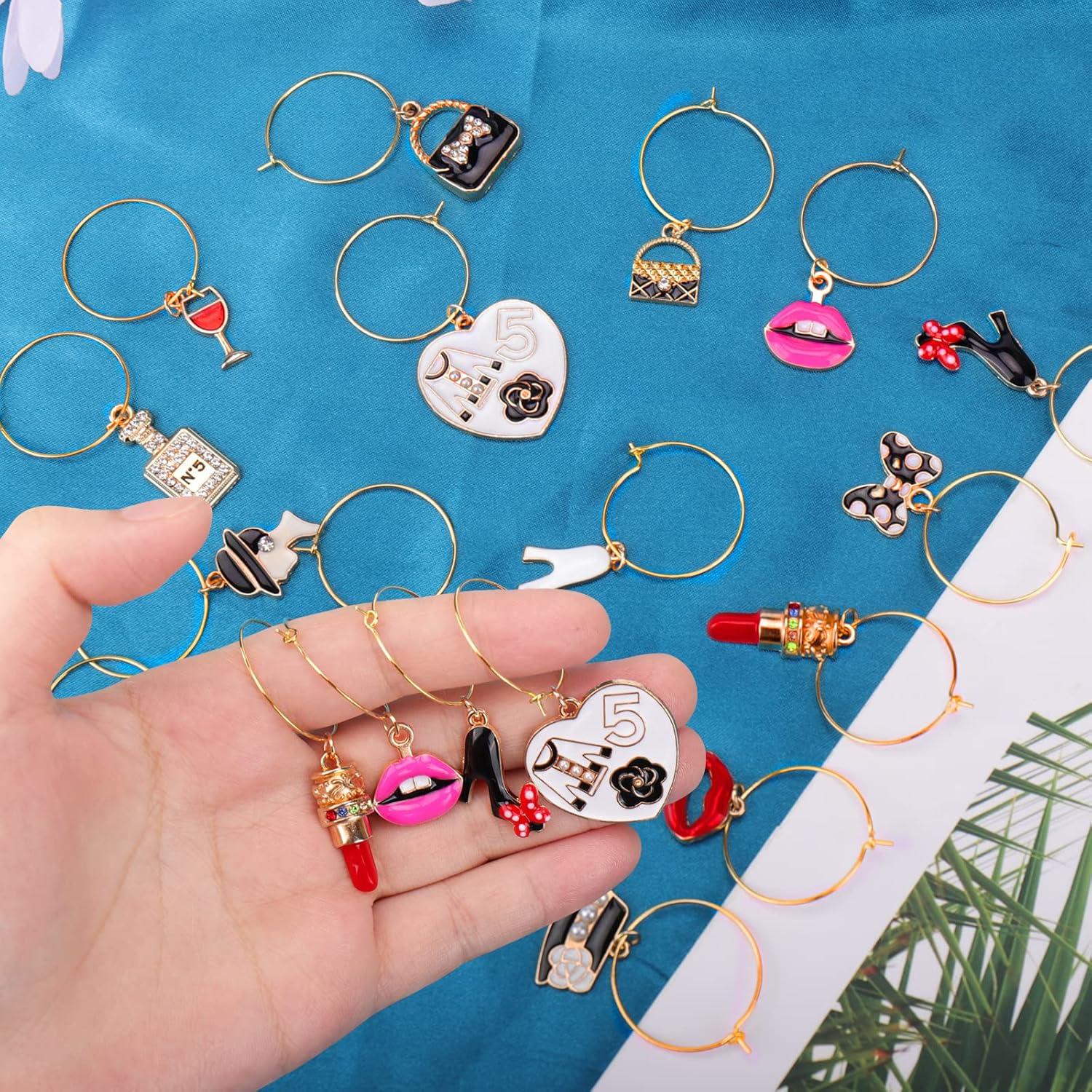 Encantos para Copas de Vino AIERSA - 16 Marcadores Dorados