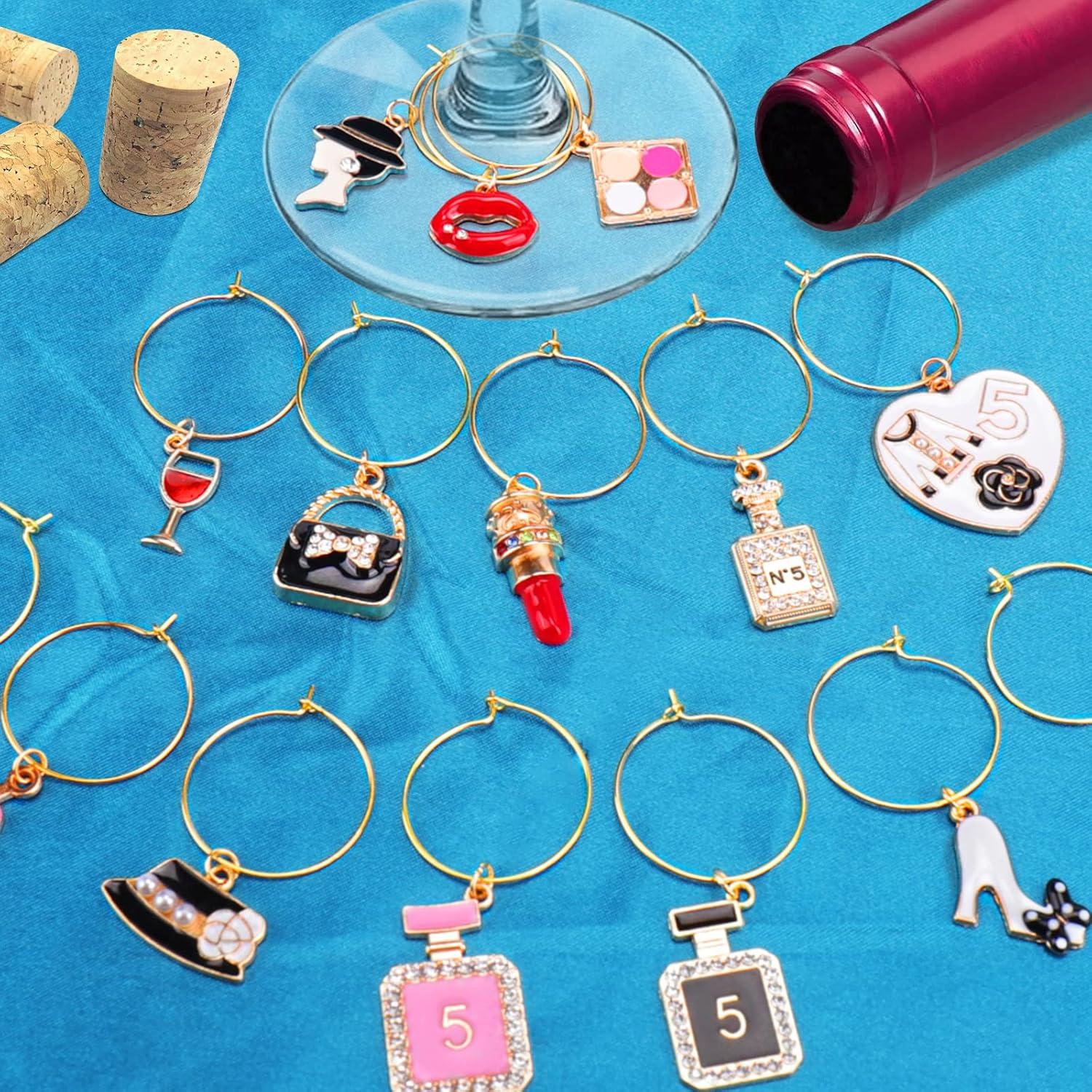 Encantos para Copas de Vino AIERSA - 16 Marcadores Dorados