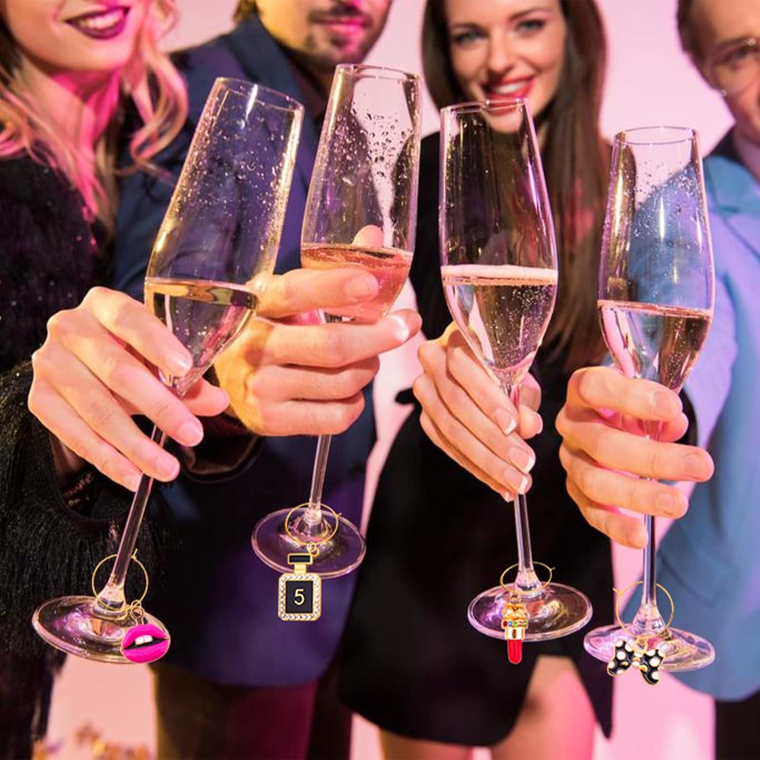 Encantos para Copas de Vino AIERSA - 16 Marcadores Dorados