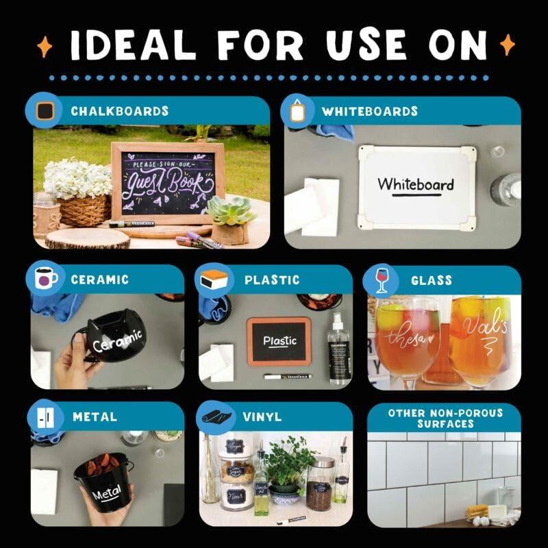 Marcadores de Vino VersaChalk, Set de 6 Colores 3mm Punta Fina