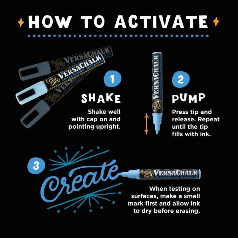 Marcadores de Vino VersaChalk, Set de 6 Colores 3mm Punta Fina