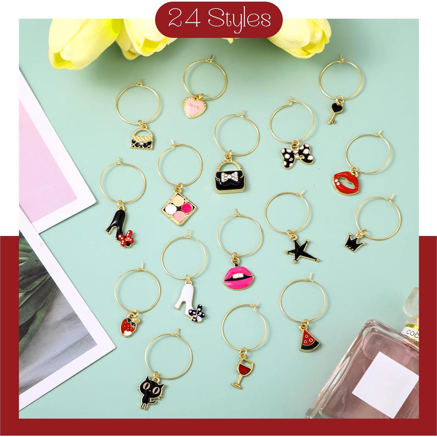 Marcadores de Copas de Vino Junkin 24 Piezas Estilo Bonito