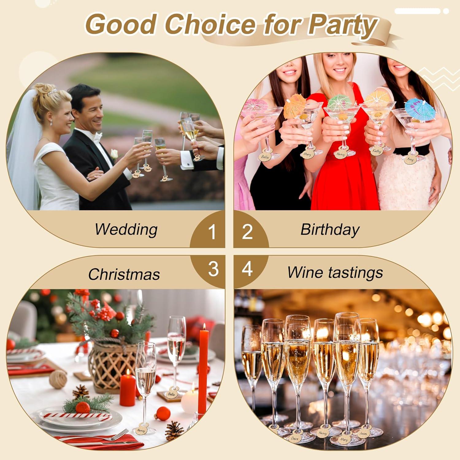 60 Encantos de Madera para Copas de Vino con Bolígrafo