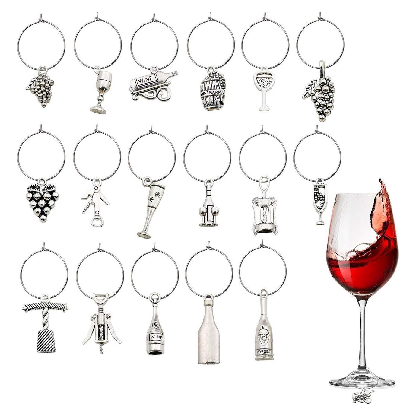 WOCRAFT Charms para Copas de Vino - 50 Piezas de Acero Inoxidable