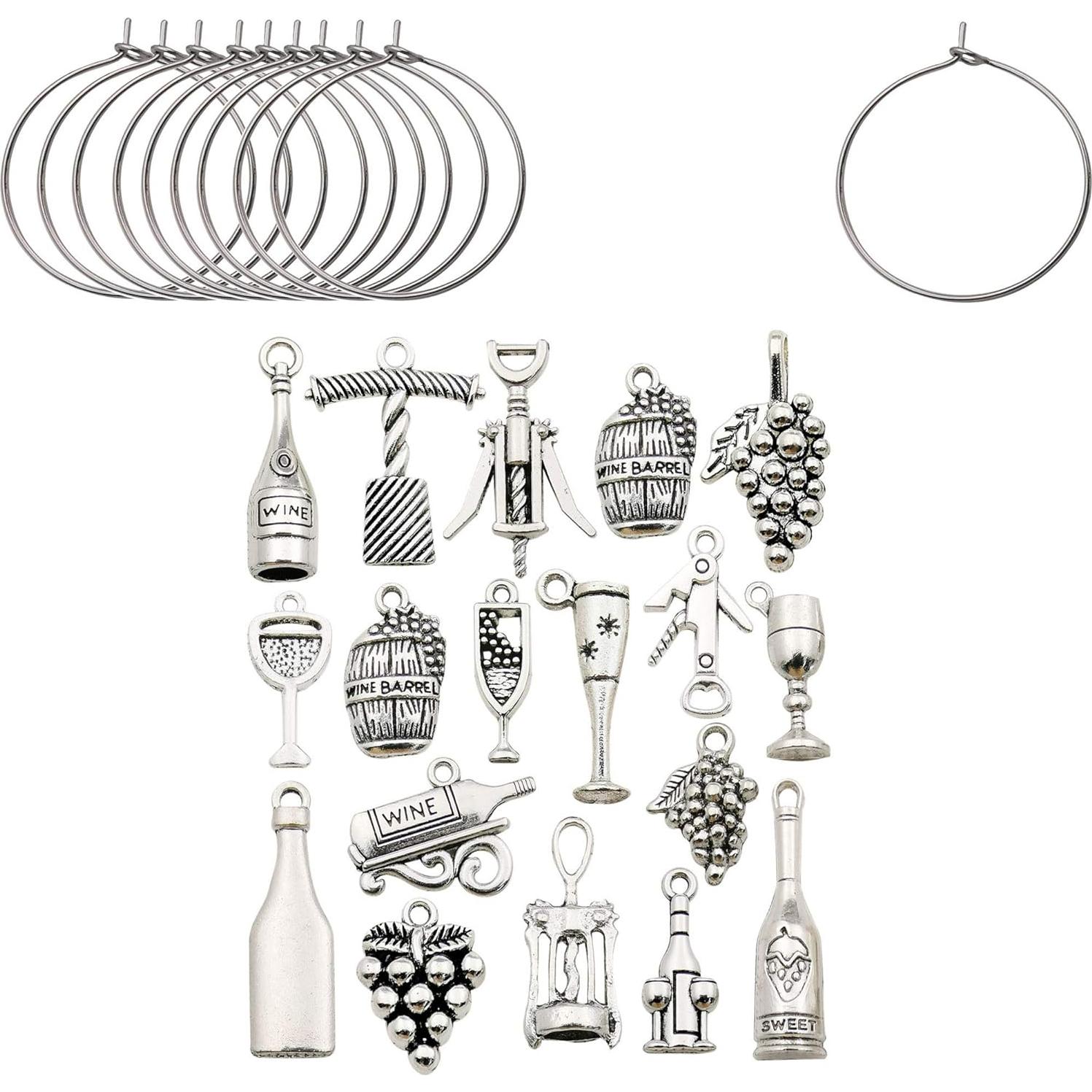 WOCRAFT Charms para Copas de Vino - 50 Piezas de Acero Inoxidable