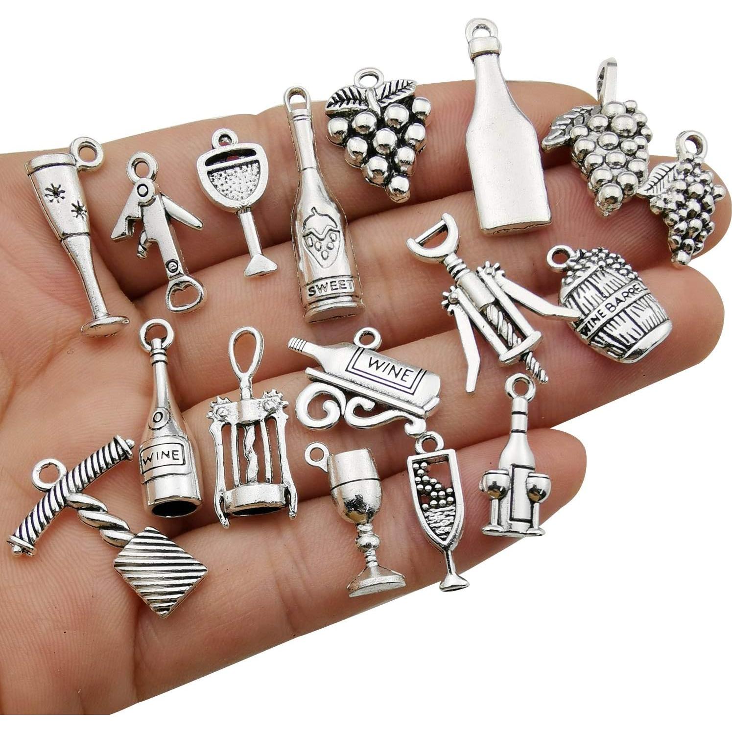 WOCRAFT Charms para Copas de Vino - 50 Piezas de Acero Inoxidable