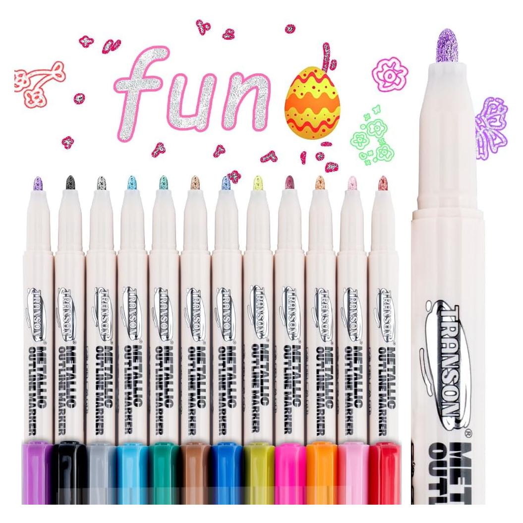 Marcadores Brillantes TRANSON 12 Colores Metalizados para Dibujo