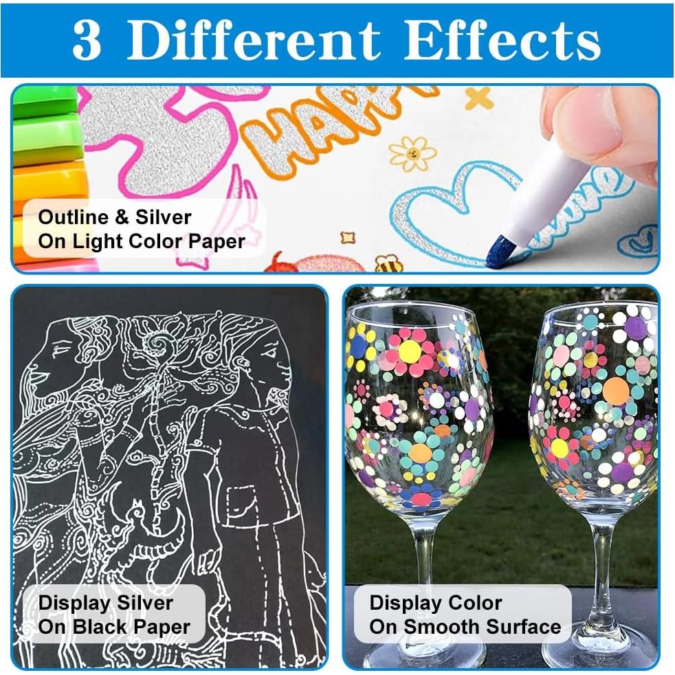 Marcadores Brillantes TRANSON 12 Colores Metalizados para Dibujo