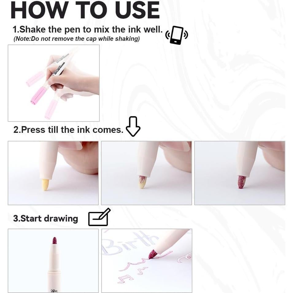 Marcadores Brillantes TRANSON 12 Colores Metalizados para Dibujo