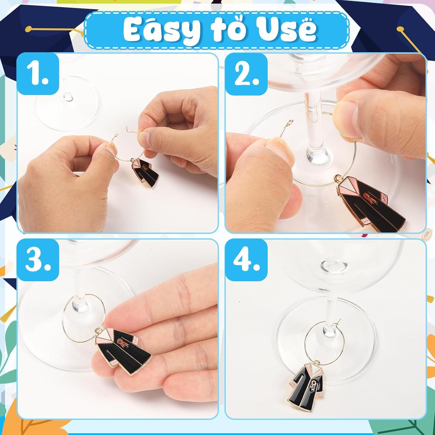 Marcadores de Copas de Vino Megitzuu 30PCS Graduación