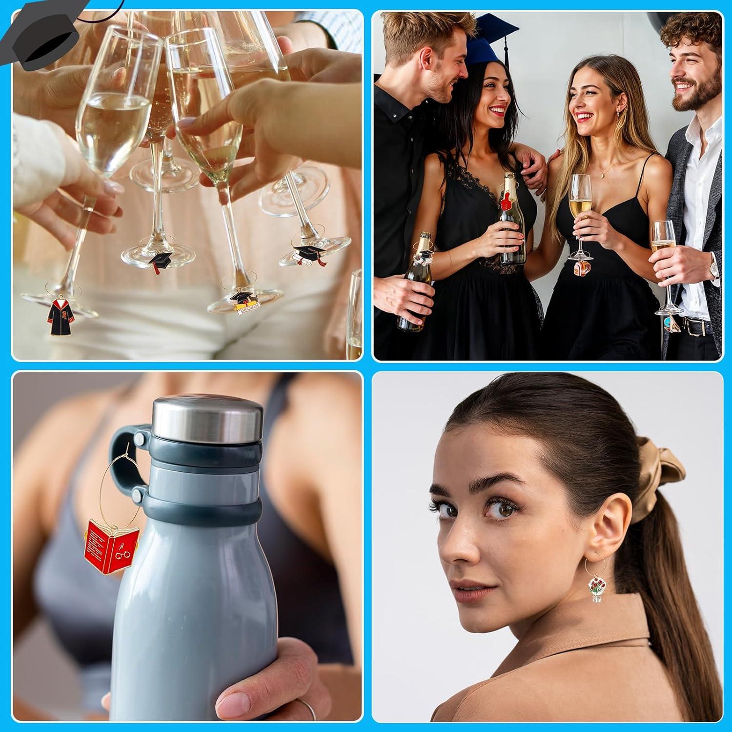 Marcadores de Copas de Vino Megitzuu 30PCS Graduación