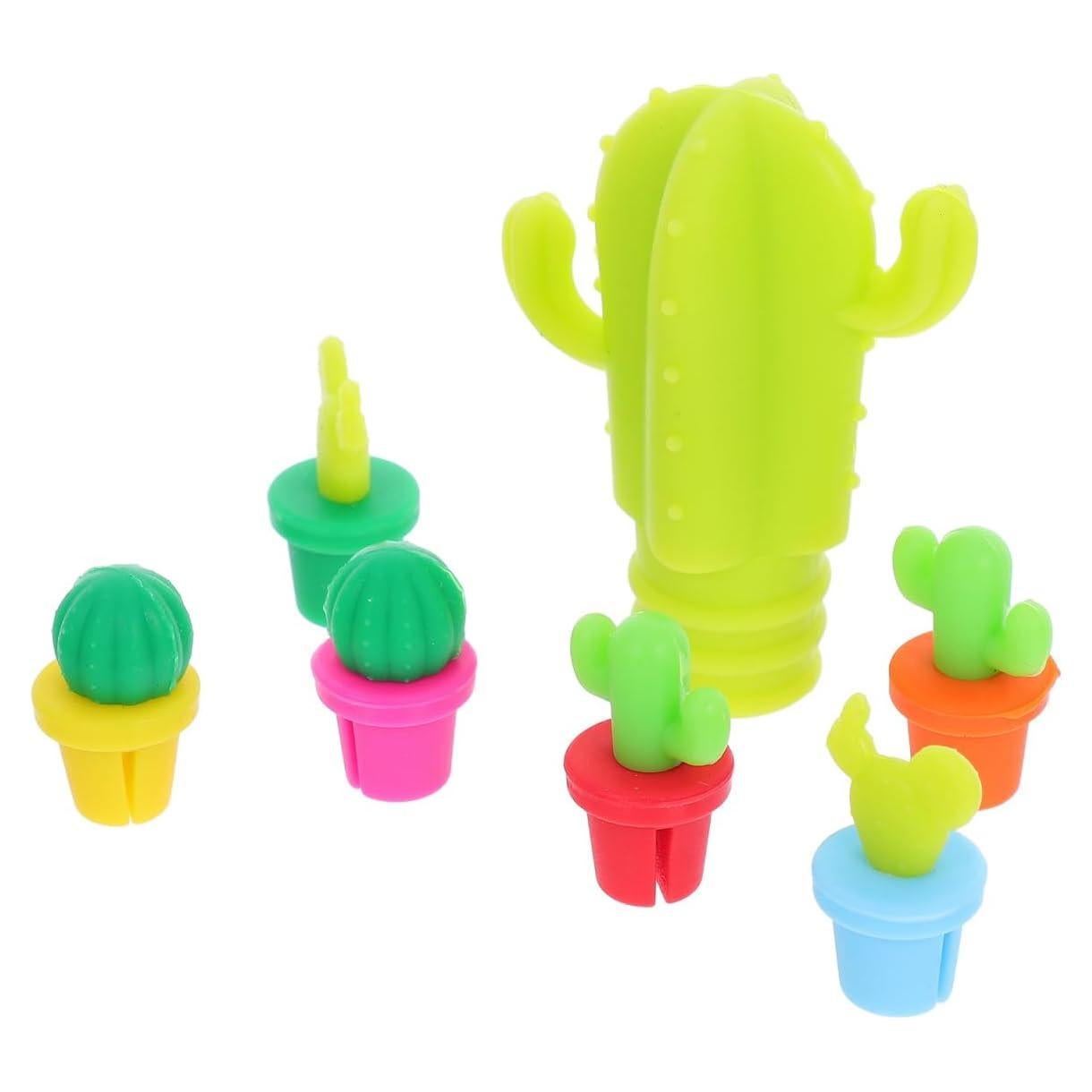 Juego de Tapones de Vino DOITOOL 7 Pcs Silicona Cactus