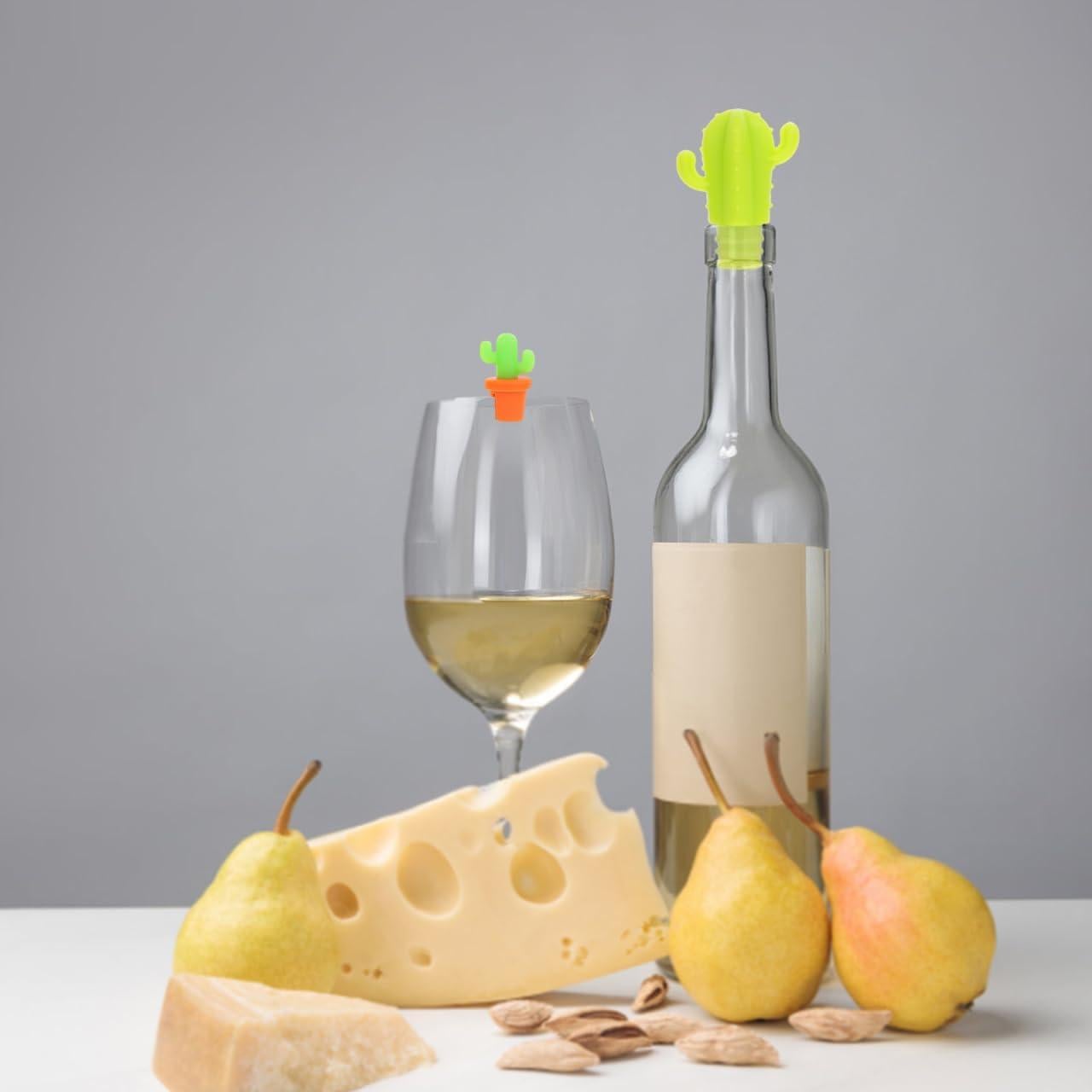 Juego de Tapones de Vino DOITOOL 7 Pcs Silicona Cactus