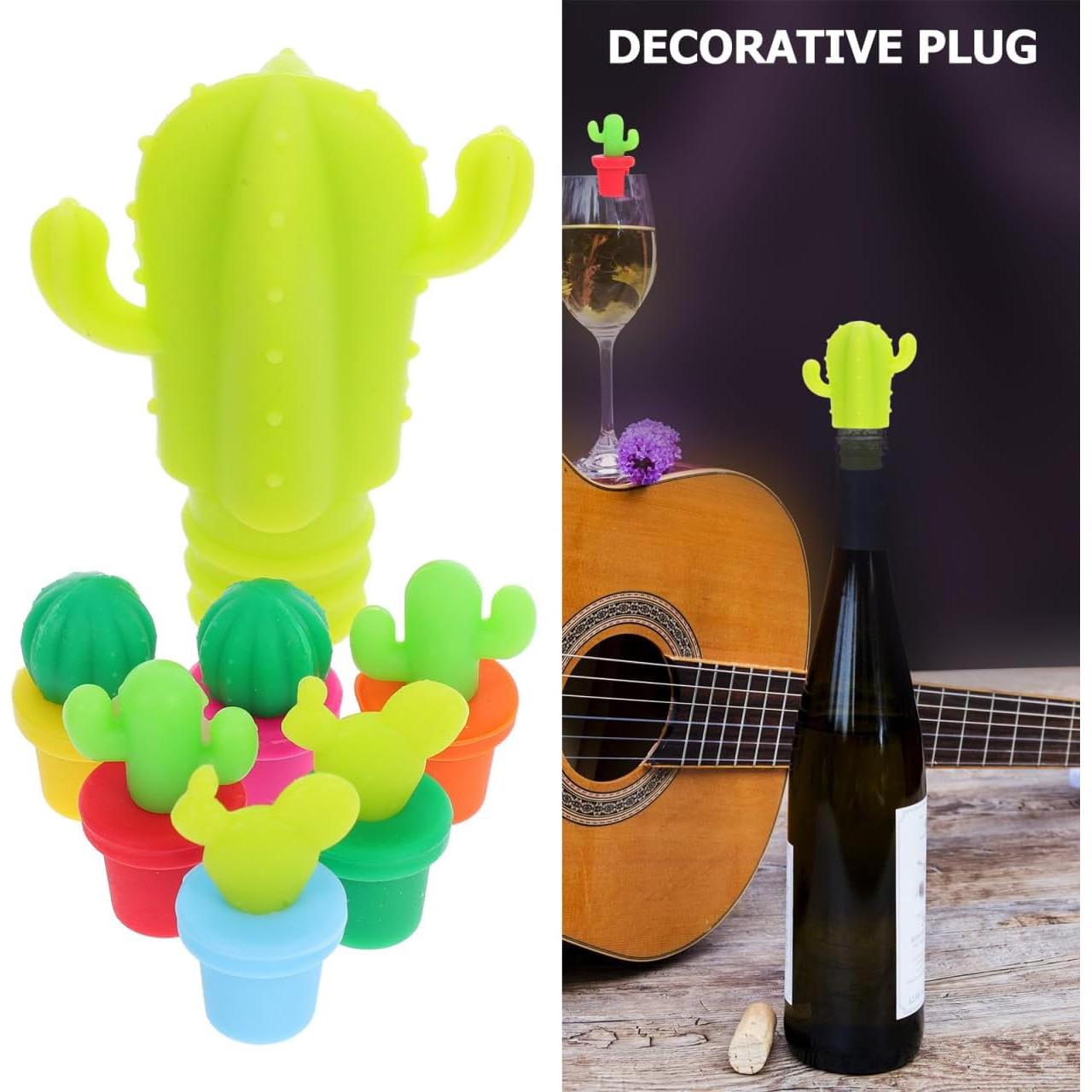 Juego de Tapones de Vino DOITOOL 7 Pcs Silicona Cactus
